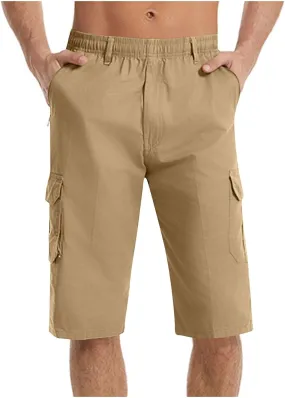 Cargo Jogging Shorts for Men Elastic Waistband SweatShorts Breathable Workout Gym Running Athletic with Zip Pockets