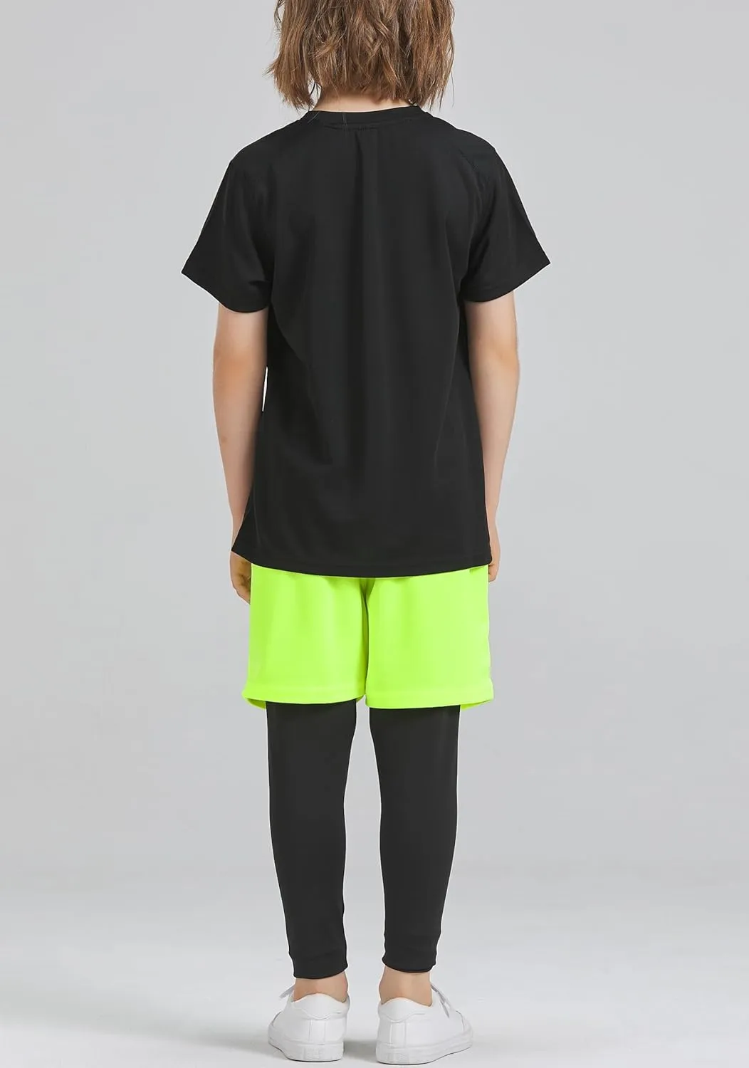 DaniChins Boys 2 in 1 Athletic Active Leggings Sports Running Quick Dry Breathable Compression Pants