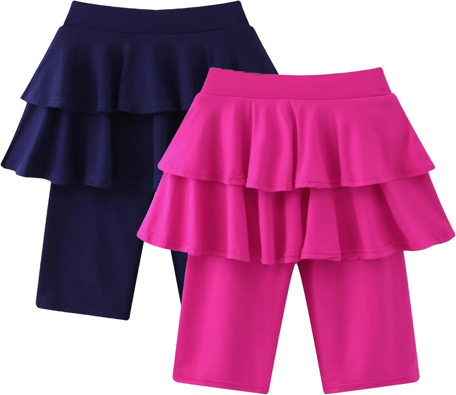 Girls 4-10 Years Knee-Length Skirted Leggings, Summer Stretchy Athletic Pants for Toddler Kids - Breathable & Durable