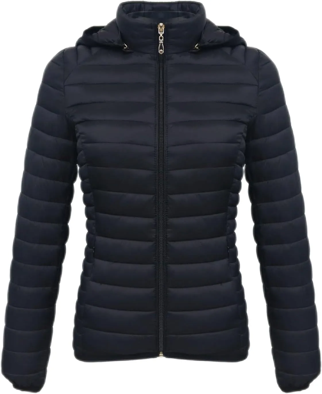 Lightweight Puffer Coats for Women Packable Quilted Zipper Down Jackets with Removed Hood Winter Warm Outerwear 2024