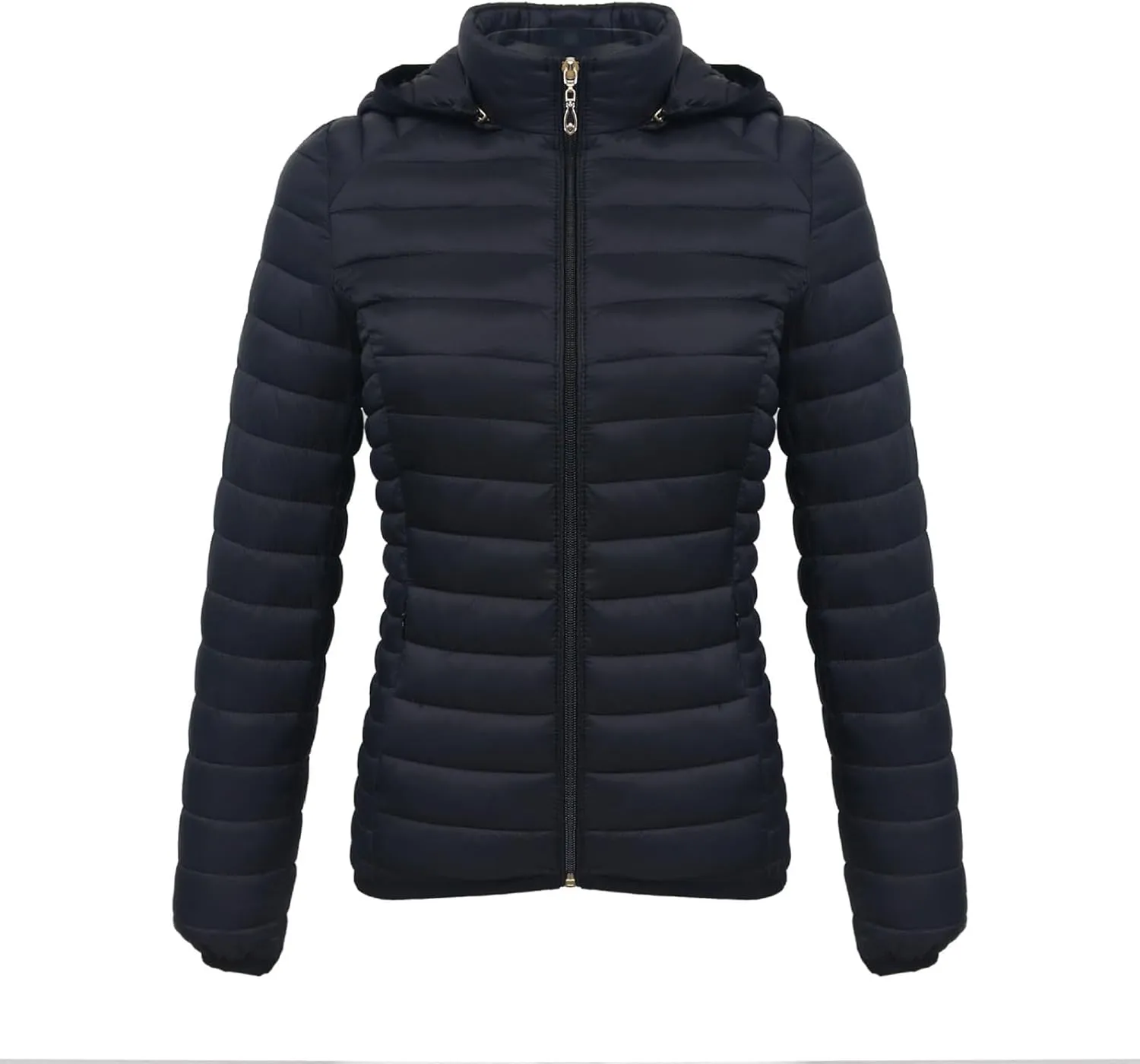 Lightweight Puffer Coats for Women Packable Quilted Zipper Down Jackets with Removed Hood Winter Warm Outerwear 2024