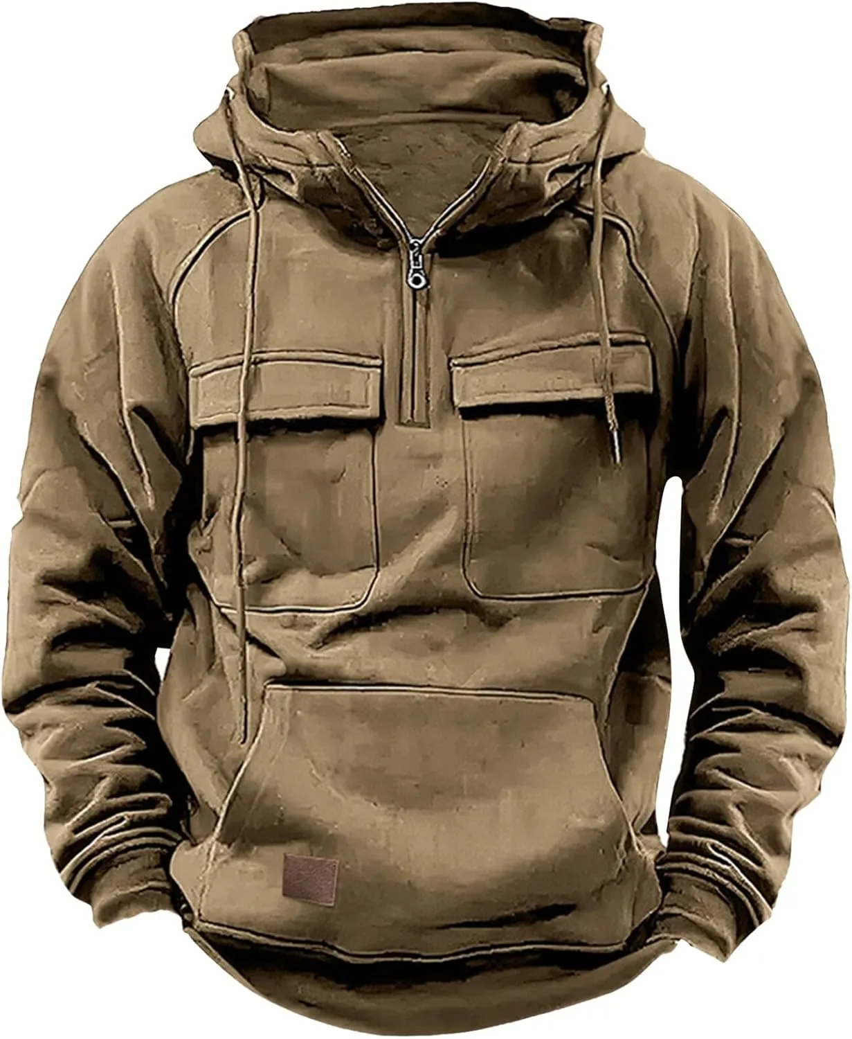 Men Tactical Sweatshirt Quarter Zip Cargo Pullover Hoodies Workout Gym Sports Running Outdoor Winter Jackets