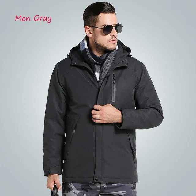 Men Women Winter Thick USB Heating Cotton Jackets Outdoor Waterproof Windbreaker Hiking Camping Trekking Climbing Skiing Coats