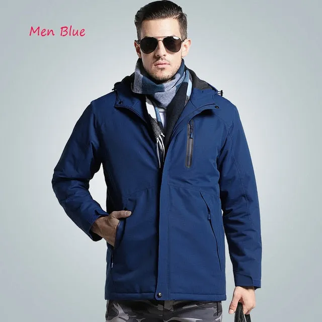 Men Women Winter Thick USB Heating Cotton Jackets Outdoor Waterproof Windbreaker Hiking Camping Trekking Climbing Skiing Coats