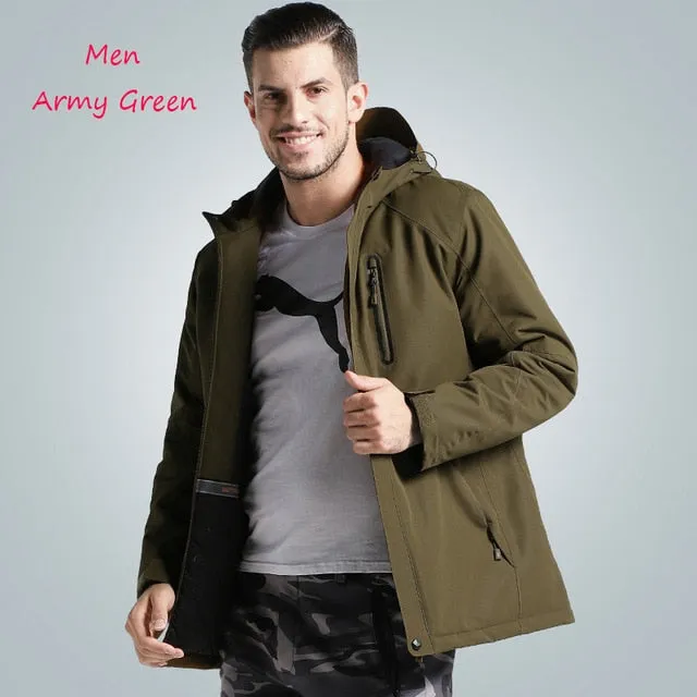 Men Women Winter Thick USB Heating Cotton Jackets Outdoor Waterproof Windbreaker Hiking Camping Trekking Climbing Skiing Coats