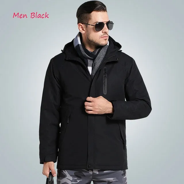 Men Women Winter Thick USB Heating Cotton Jackets Outdoor Waterproof Windbreaker Hiking Camping Trekking Climbing Skiing Coats