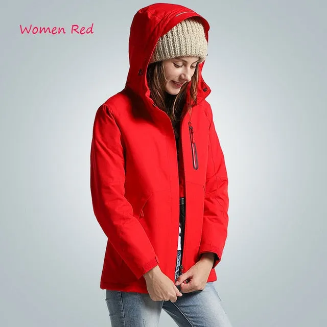 Men Women Winter Thick USB Heating Cotton Jackets Outdoor Waterproof Windbreaker Hiking Camping Trekking Climbing Skiing Coats