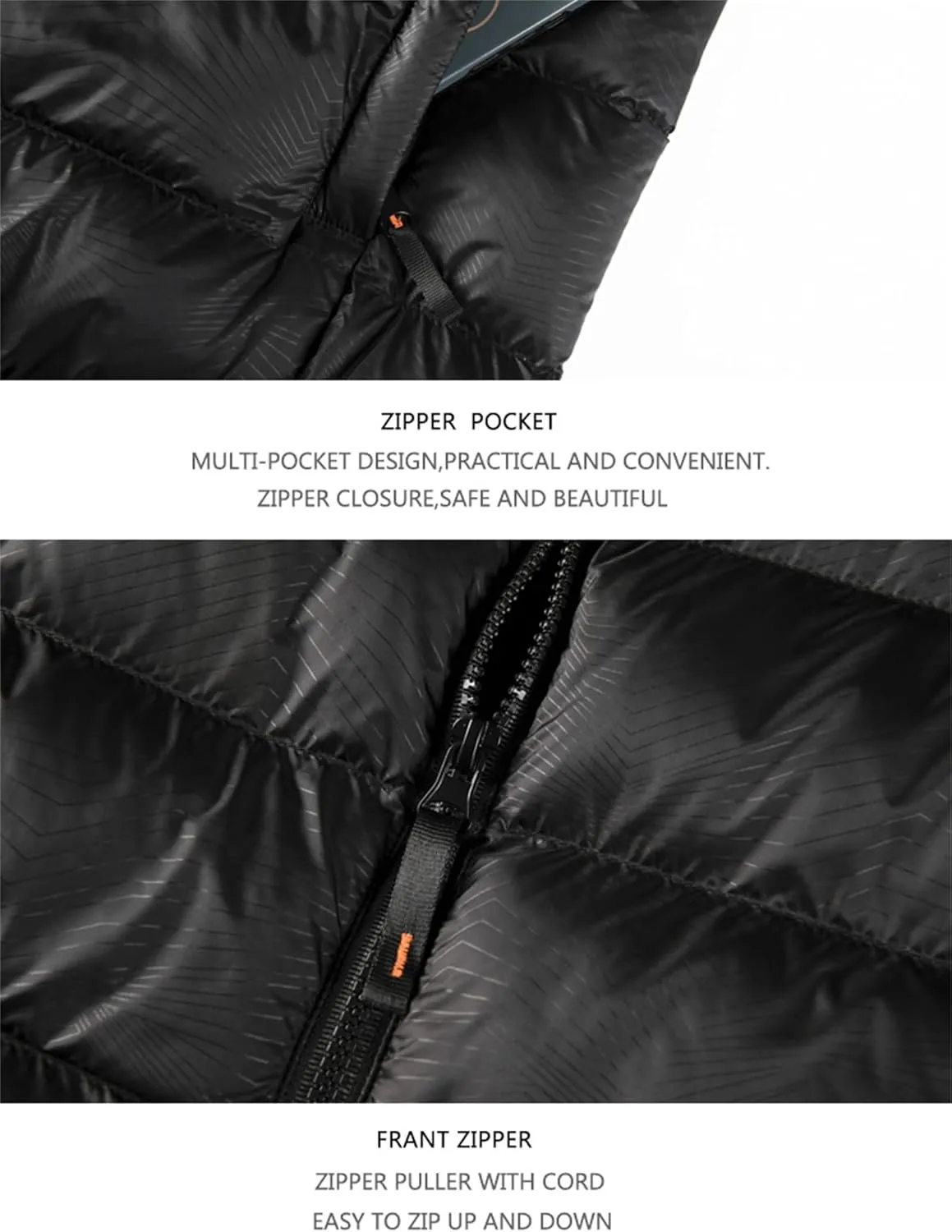 Men's Puffer Jacket Down Jacket Hooded Full Zip Water-Resistant Quilted Lined Winter Coats Warm Thicken Ski Coat Unisex