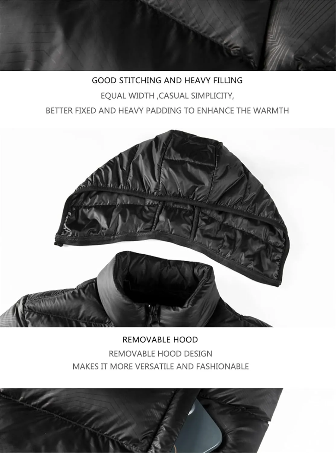 Men's Puffer Jacket Down Jacket Hooded Full Zip Water-Resistant Quilted Lined Winter Coats Warm Thicken Ski Coat Unisex