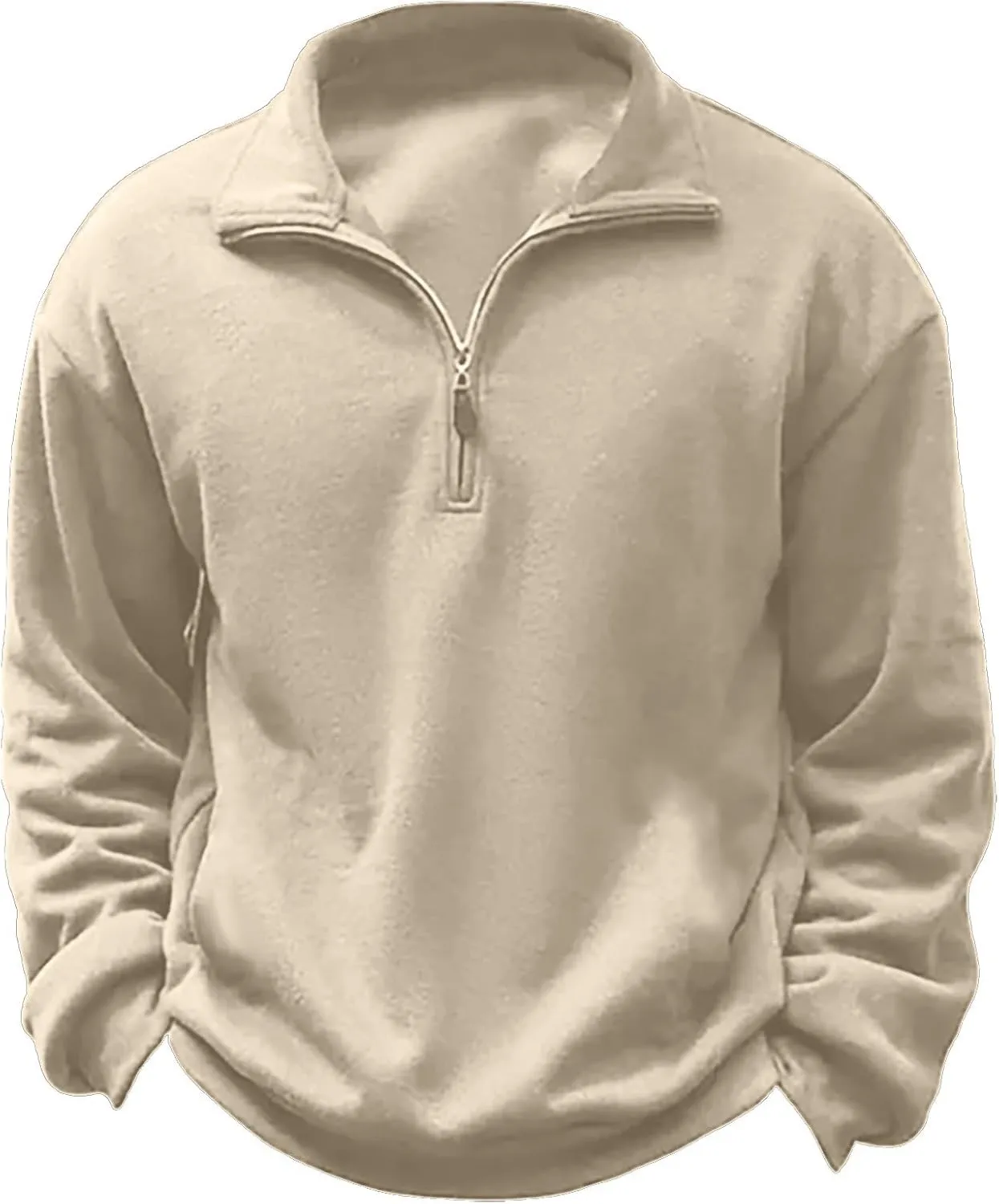 Mens Quarter Zip Up Pullover Solid Color Thermal Sweater Stand Collar Sweatshirts Premium Fleece Lined Long Sleeve