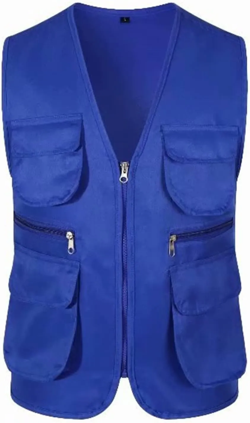 Men's Utility Safari Vest Outdoor Shooting Travel Work Vests Lightweight Fishing Waistcoat Jacket with Multi Pockets