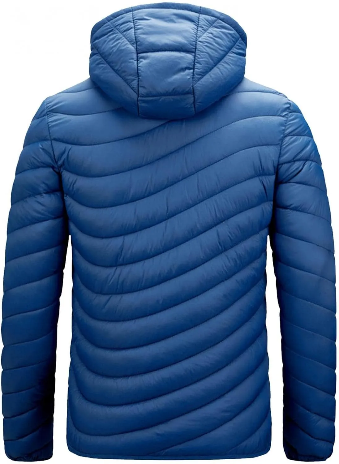 Mens Winter Coats Lightweight Puffer Jacket Hooded Quilted Puffer Coat Full Zip Up Padded Outwear with Removable Hood