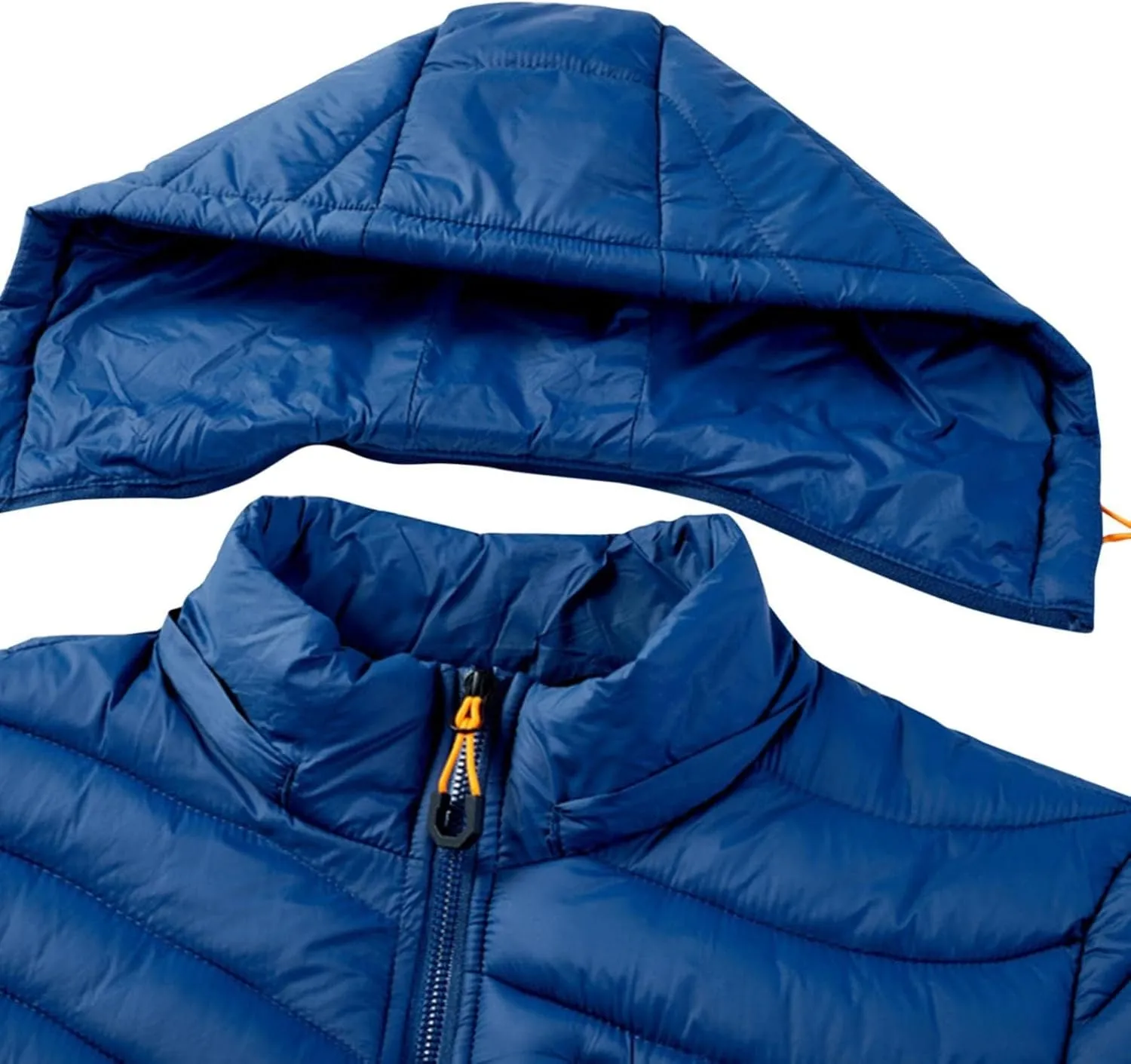 Mens Winter Coats Lightweight Puffer Jacket Hooded Quilted Puffer Coat Full Zip Up Padded Outwear with Removable Hood