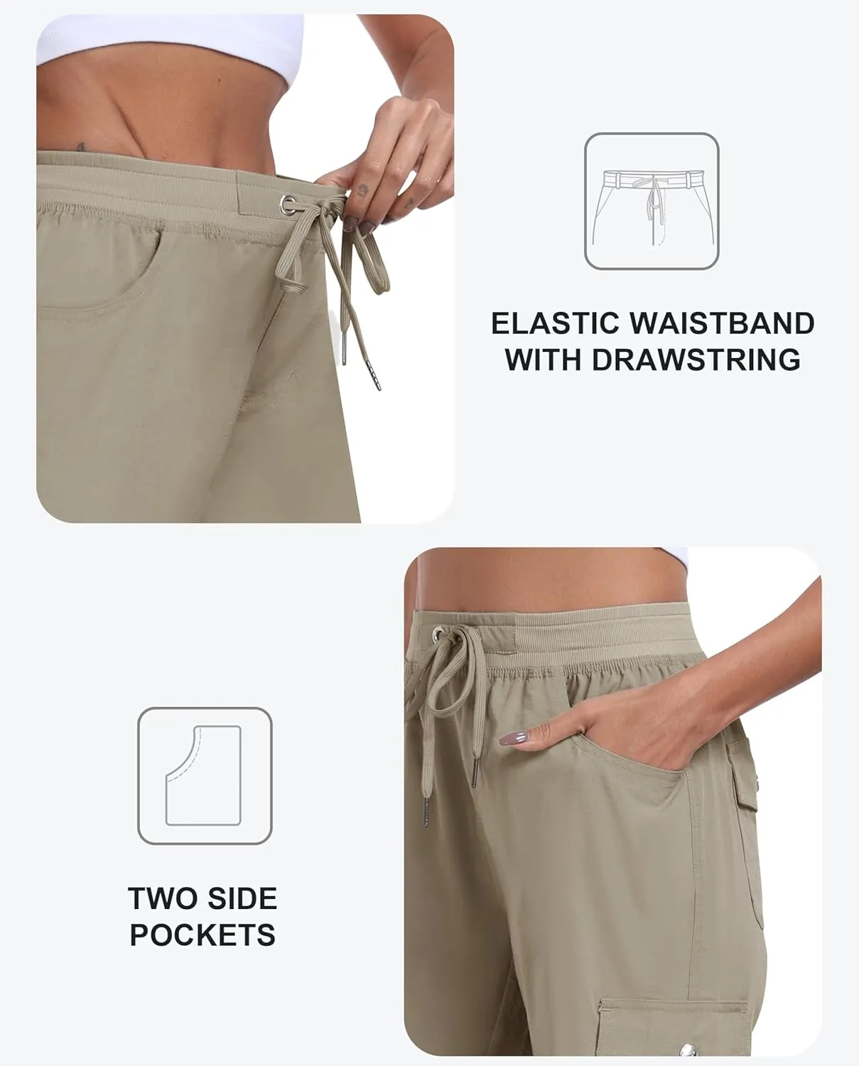MoFiz Women's Hiking Shorts Athletic Outdoor Cargo Shorts for Women Quick Dry Running Summer Shorts with Pockets