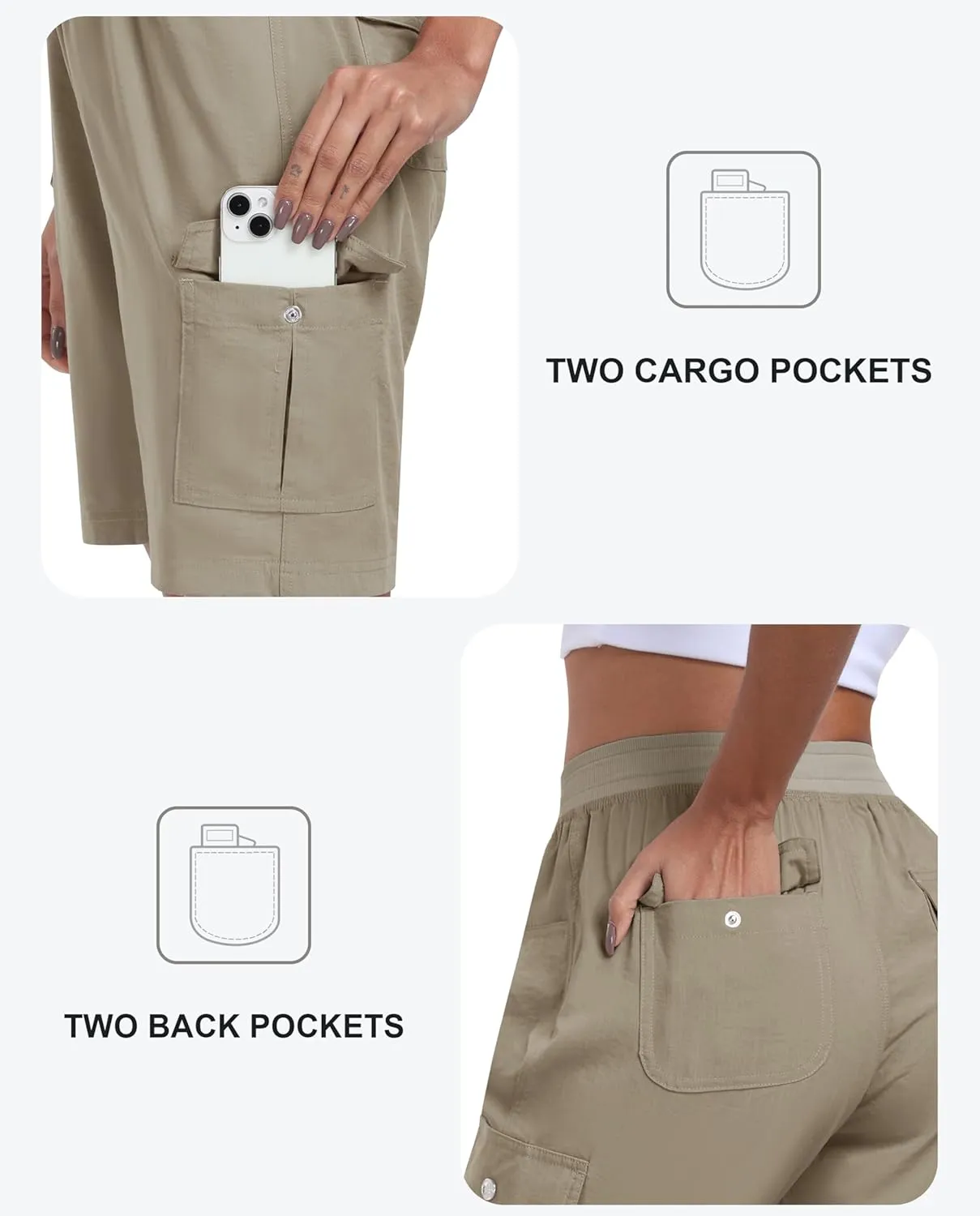 MoFiz Women's Hiking Shorts Athletic Outdoor Cargo Shorts for Women Quick Dry Running Summer Shorts with Pockets