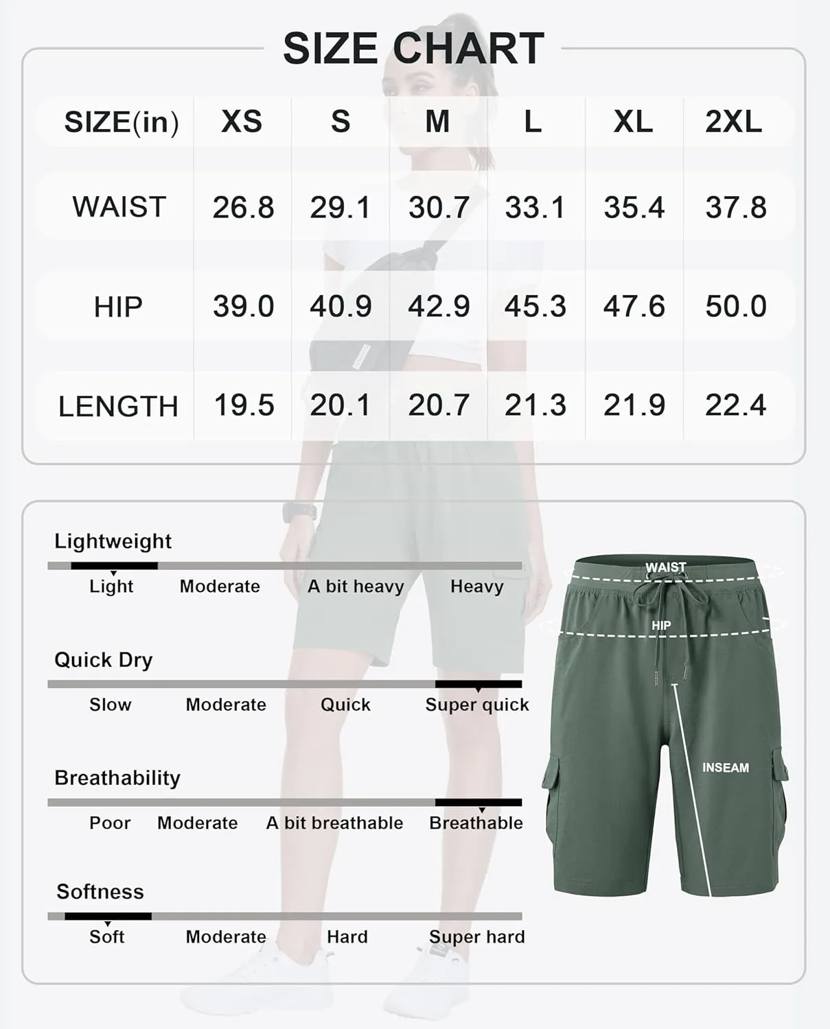 MoFiz Women's Hiking Shorts Athletic Outdoor Cargo Shorts for Women Quick Dry Running Summer Shorts with Pockets