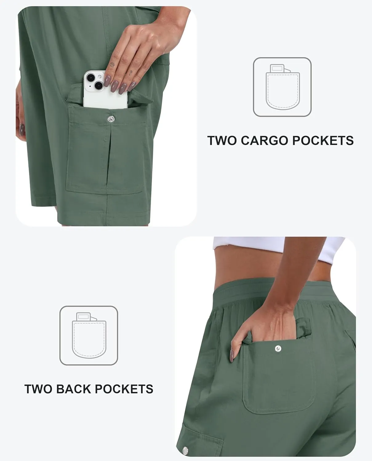 MoFiz Women's Hiking Shorts Athletic Outdoor Cargo Shorts for Women Quick Dry Running Summer Shorts with Pockets