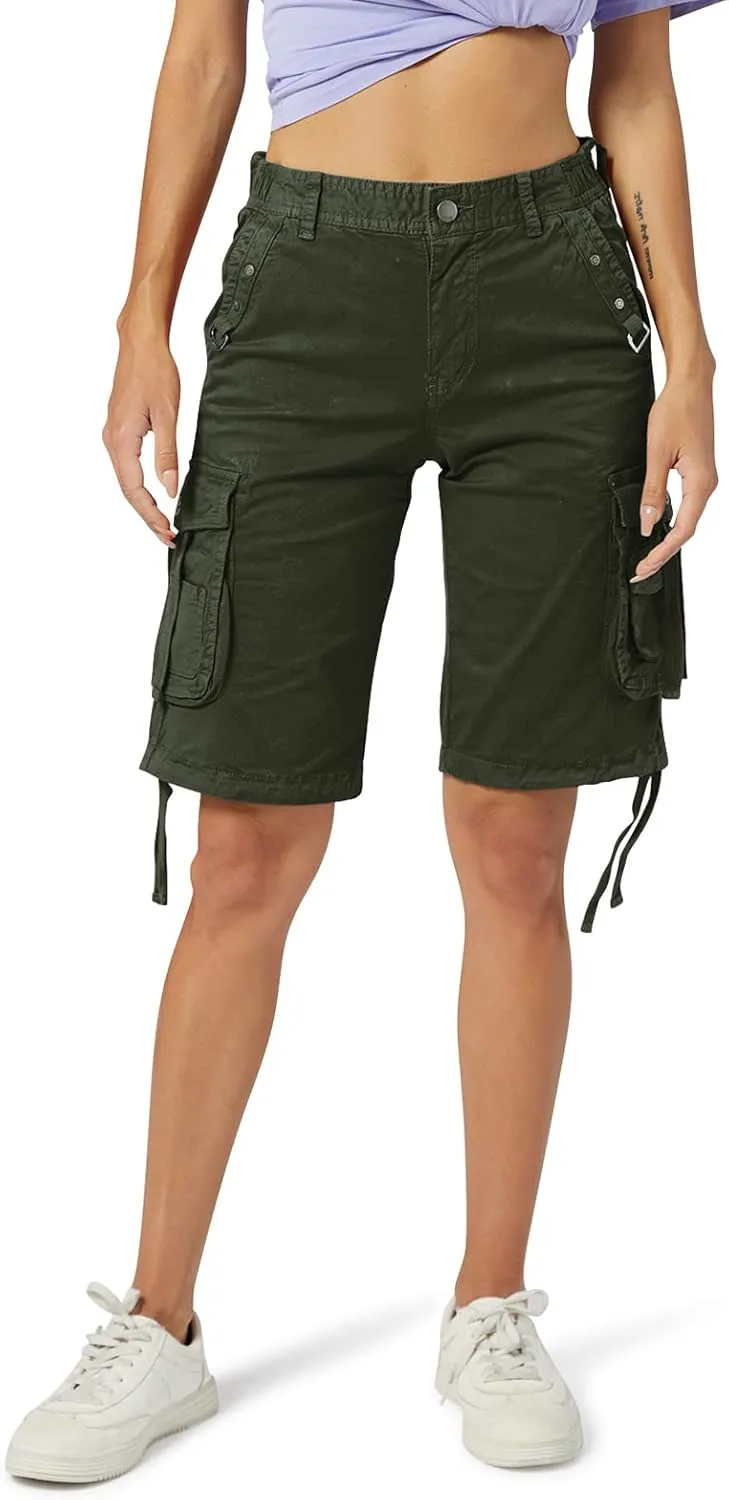 OCHENTA Women's Cargo Shorts with Multi Pockets Casual Bermuda Hiking Shorts