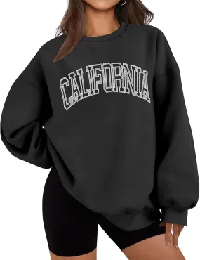 Oversized Sweatshirt for Women Casual Long Sleeve Crewneck Print Graphic Pullover Tops Comfy Loose Fleece Sweatshirt