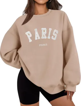 Oversized Sweatshirt for Women Casual Long Sleeve Crewneck Print Graphic Pullover Tops Comfy Loose Fleece Sweatshirt