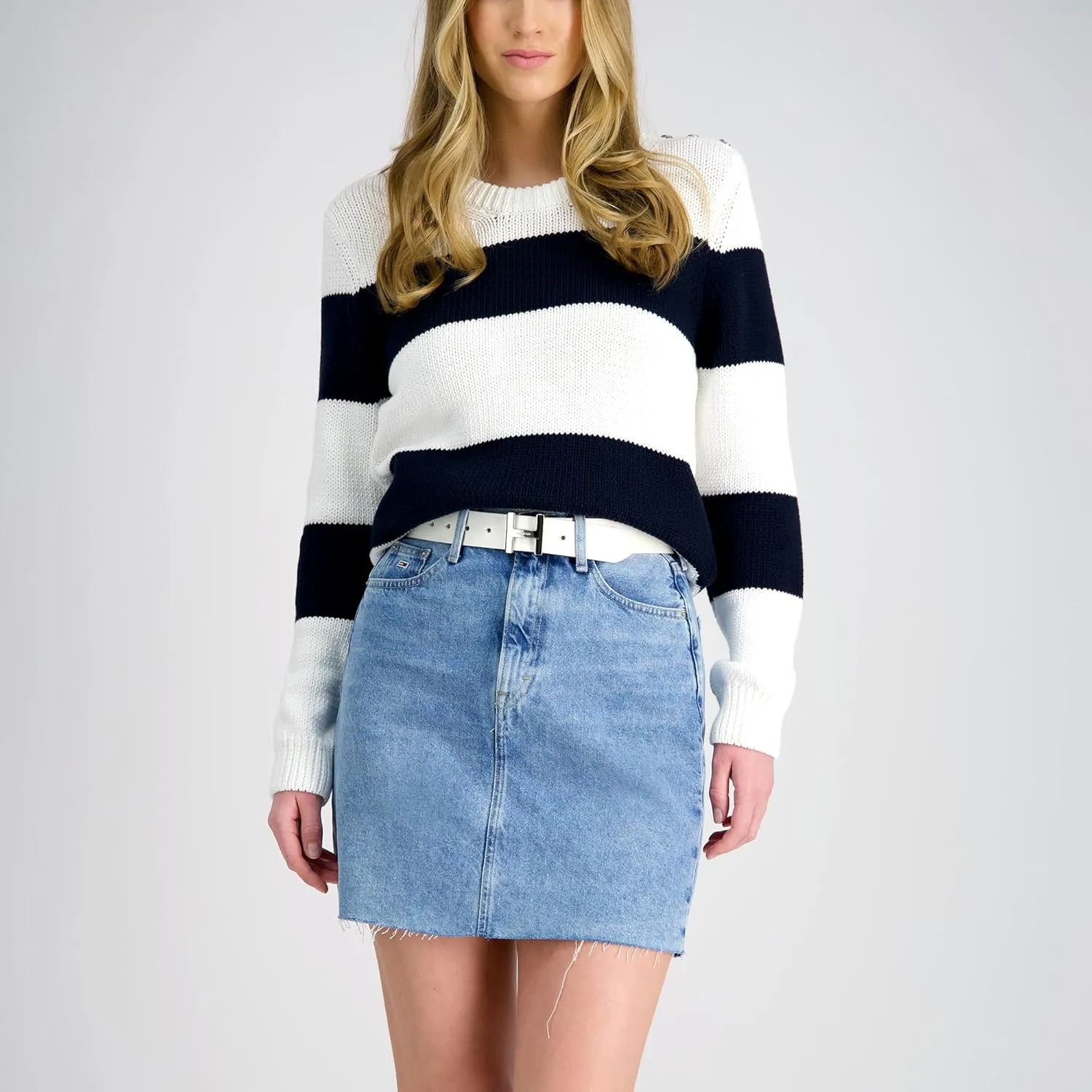 Tommy Hilfiger Women's H Monogram Plaque Buckle Casual Belt for Jeans, Trousers and Dresses