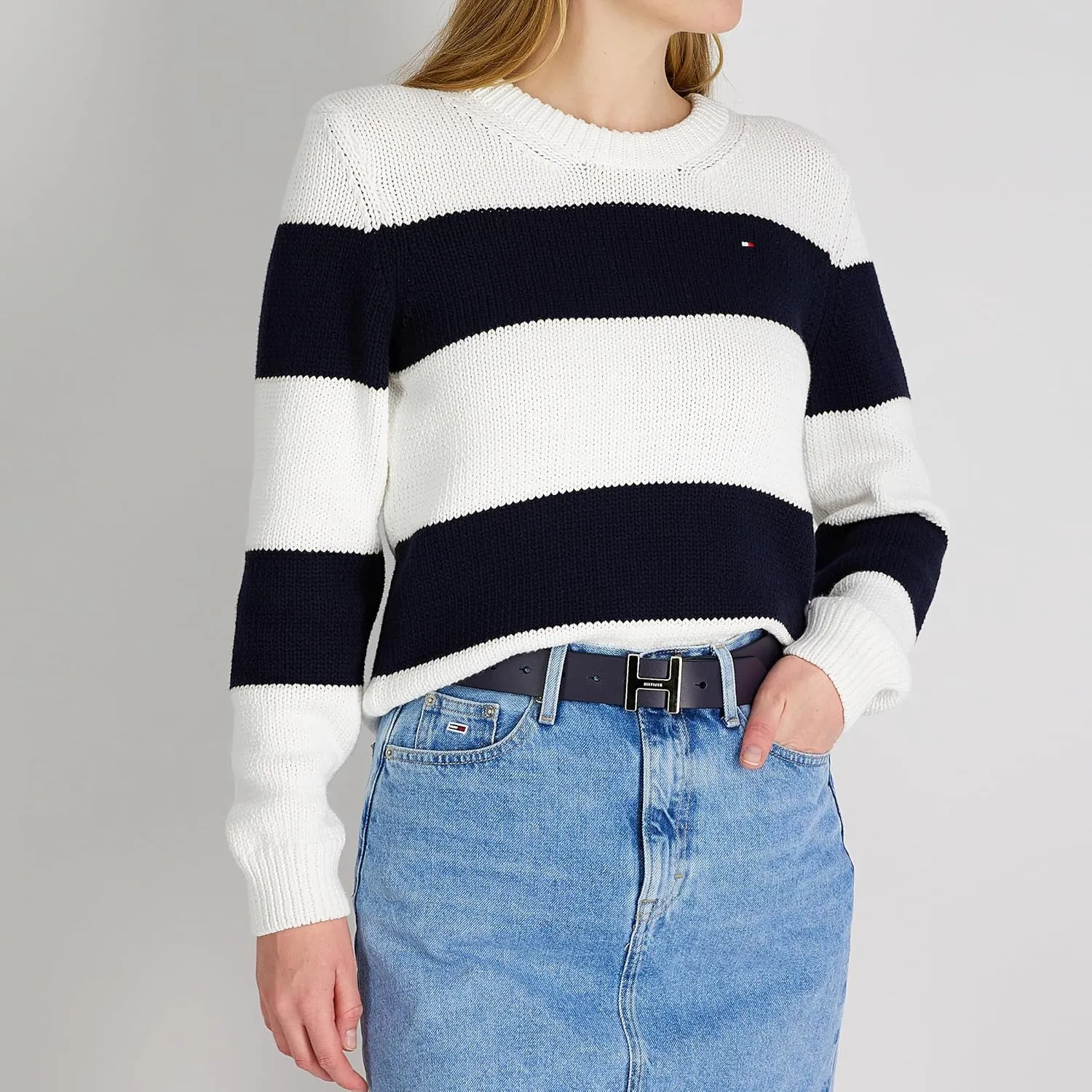 Tommy Hilfiger Women's H Monogram Plaque Buckle Casual Belt for Jeans, Trousers and Dresses