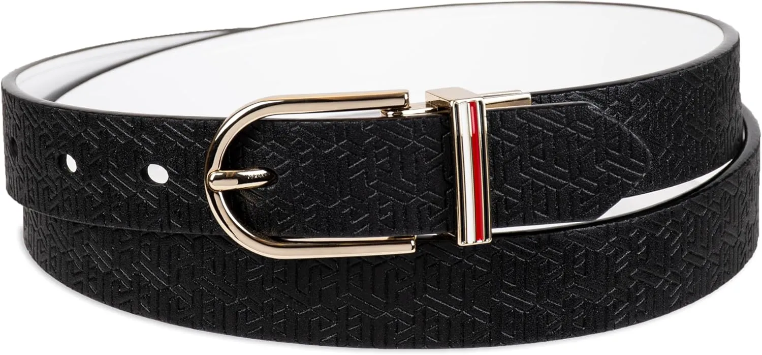 Tommy Hilfiger Women's Two-in-one Reversible Slim Width Casual Leather Belt for Jeans, Trousers and Dresses
