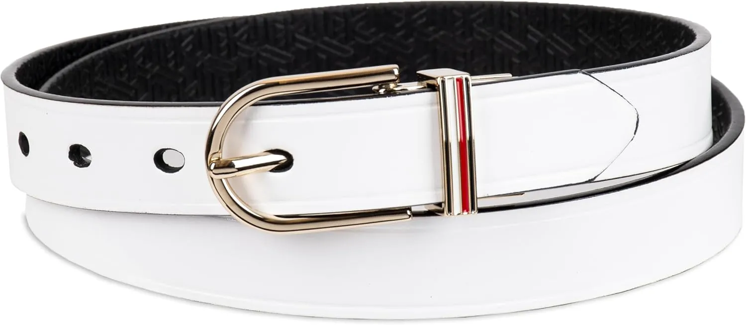 Tommy Hilfiger Women's Two-in-one Reversible Slim Width Casual Leather Belt for Jeans, Trousers and Dresses