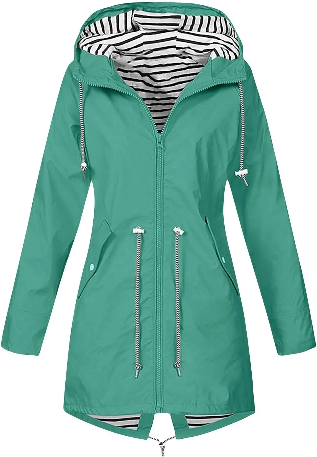 Women Waterproof Outdoor Hiking Raincoat Jacket Lined Rain Jacket Lightweight Hooded Jackets Trench Coats