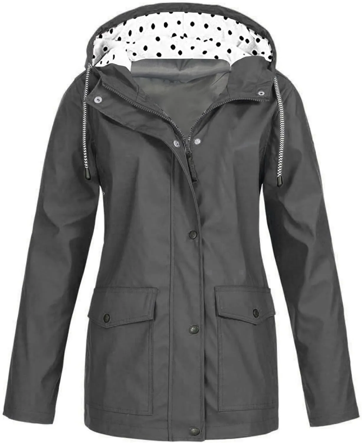 Women's Raincoat Waterproof Long Hooded Trench Coats Fall Lightweight Windbreaker Travel Jacket