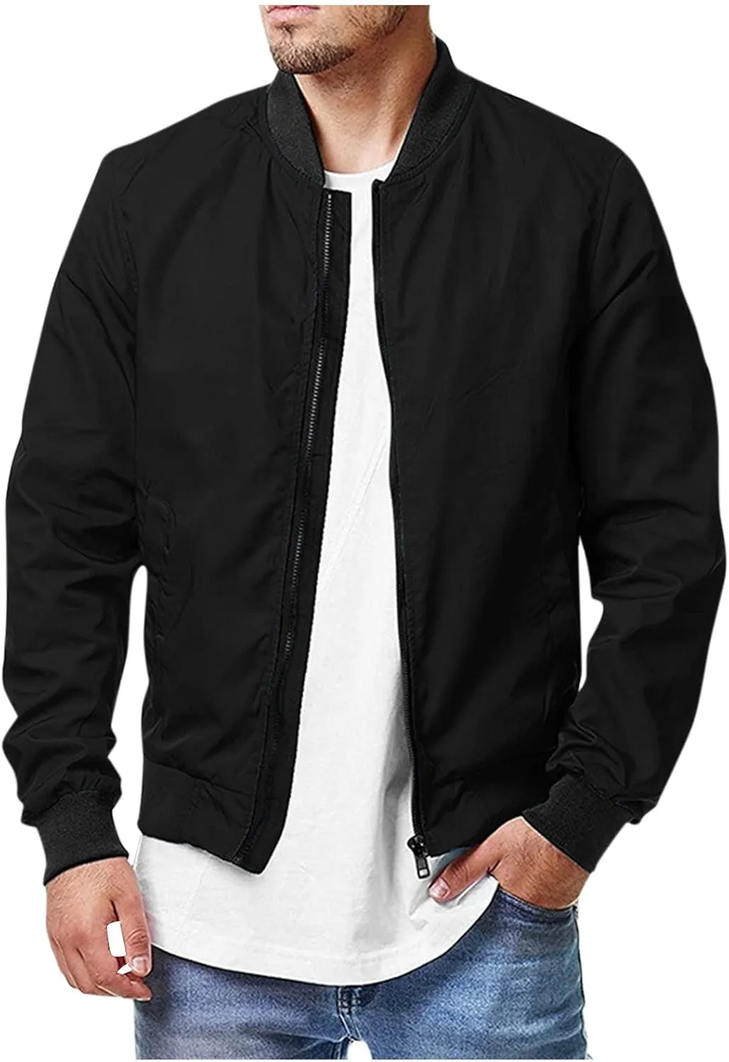 Ymosrh Fashion Jackets for Men Bomber Jacket Spring Fall Causal Softshell Windbreaker Coat Outerwear Mens Jackets