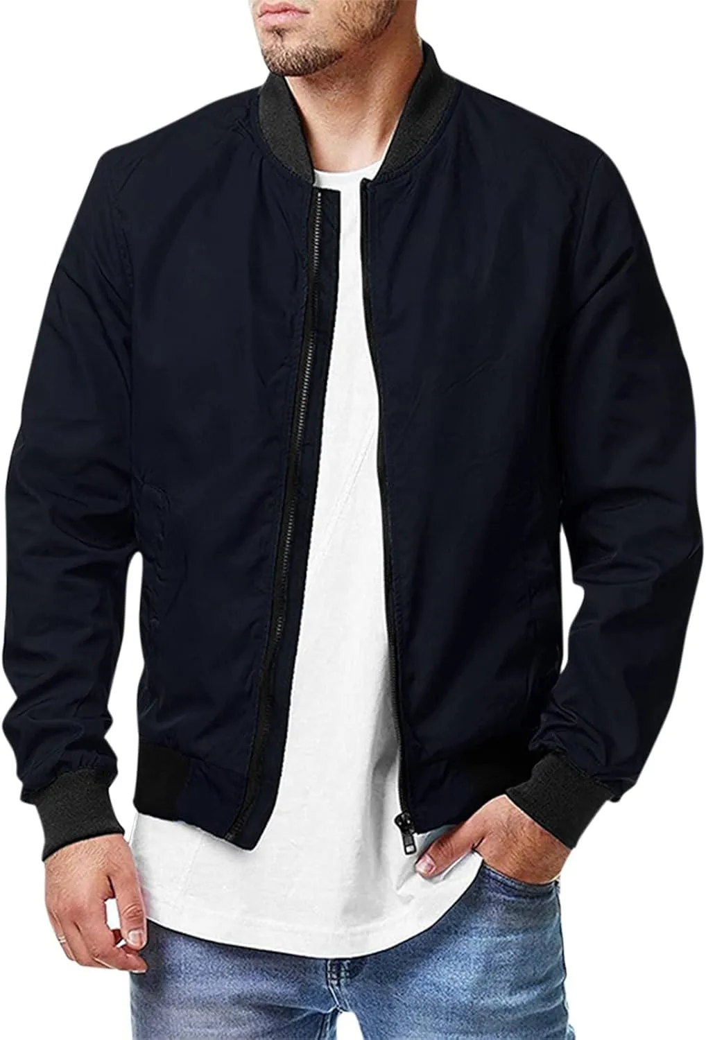 Ymosrh Fashion Jackets for Men Bomber Jacket Spring Fall Causal Softshell Windbreaker Coat Outerwear Mens Jackets