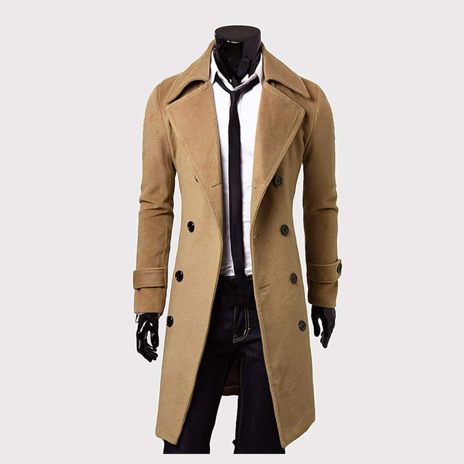 Ymosrh Mens Coats and Jackets Plus Size Stylish Trench Coat Double Breasted Long Jacket Coat Coats Jackets Big Tall