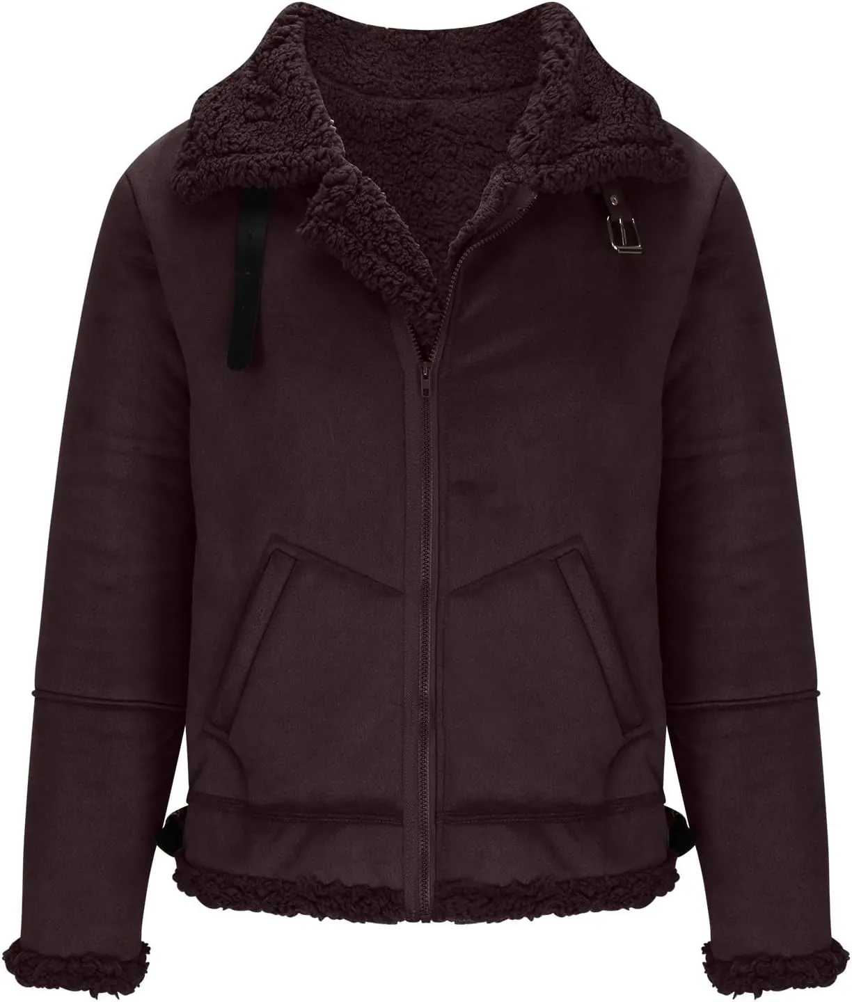 Zeiyignr Men's Winter Jacket Thick Thermal Full Zip Warm Sherpa Fleece Lined Coat Lapel Trucker Coats Vintage Bomber Jackets